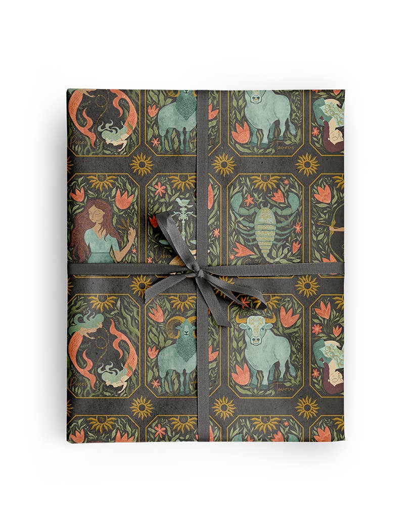 Amicreative - Wholesale Wrapping Paper Roll - Zodiac Astrology Wrapping Paper – 3 Rolls (3 Sheets Each)