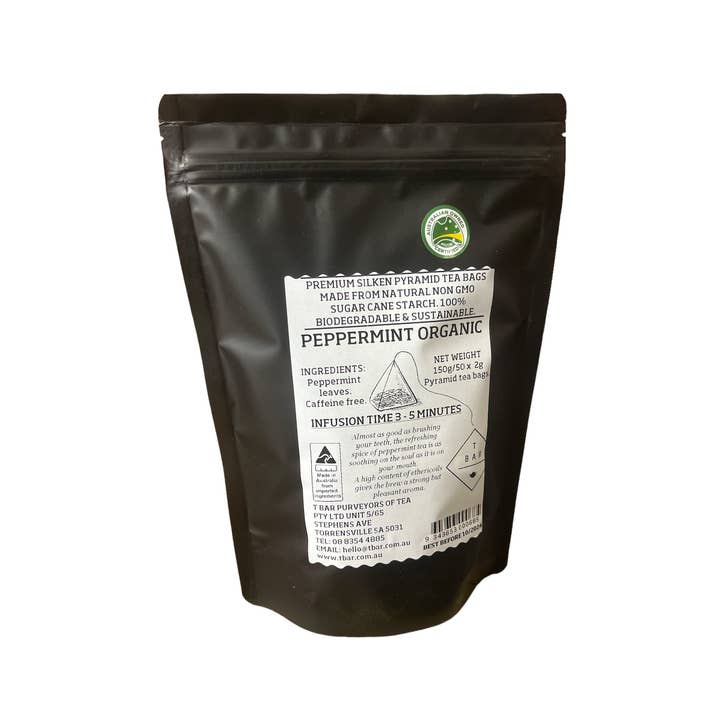 Paquet de 50 sachets de thé Pyramid Premium Peppermint Organic pour la vente par T BAR TEA