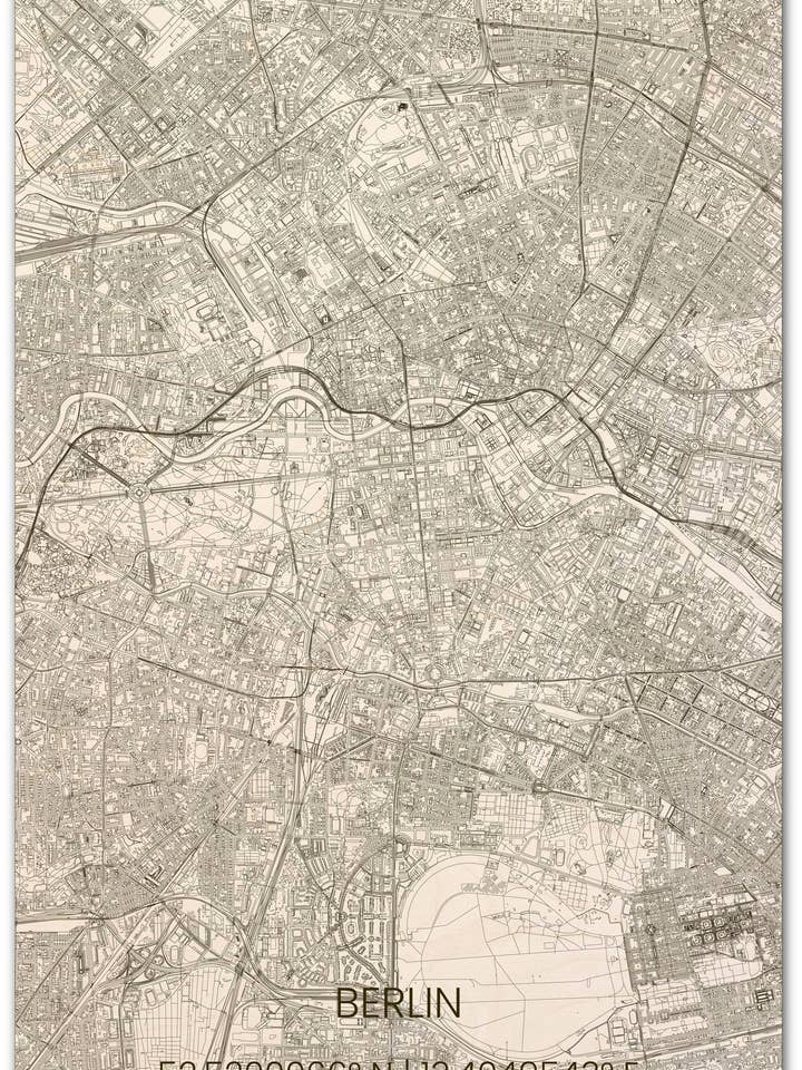 Wall decoration citymap Berlin XL för wholesale av Brandthout.