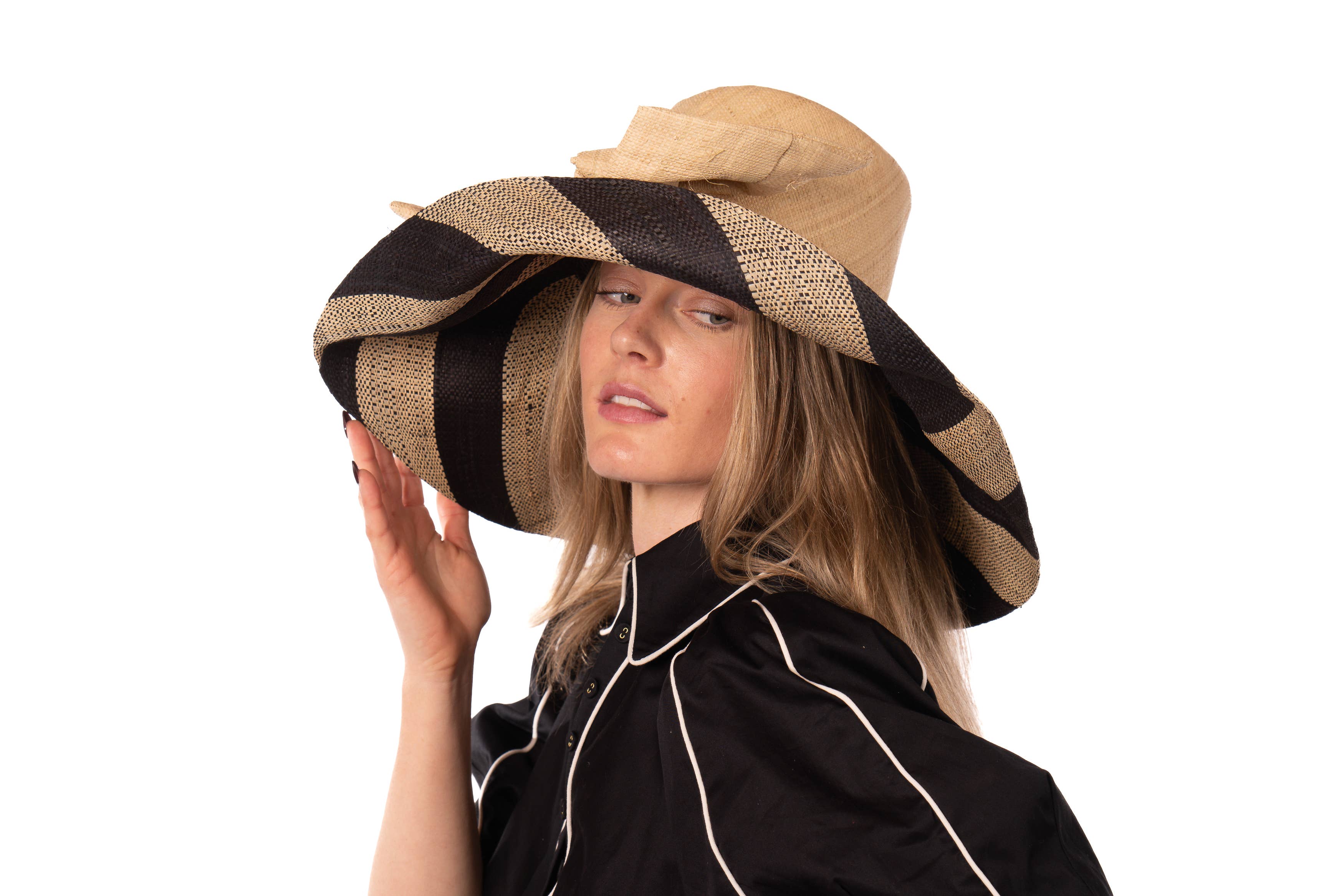 Shebobo - Wholesale Straw Hat - Women's - Audrey 5" & 7" Wide Brim Big Bow Stripe Straw Sun Hats11