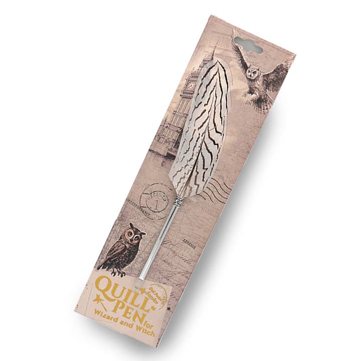 Pack x10 Quill Ball Pen On Backing Card - Snowy for wholesale by Mad Witch Ltd