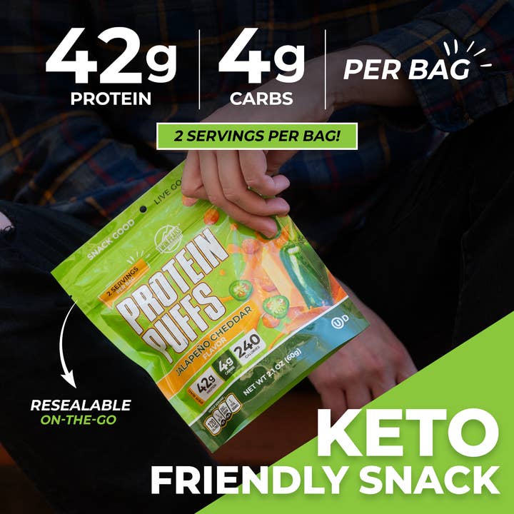 Twin Peaks Ingredients - Wholesale Puffed Snack - Protein Puffs - Jalapeño Cheddar 2.1 oz (60g)