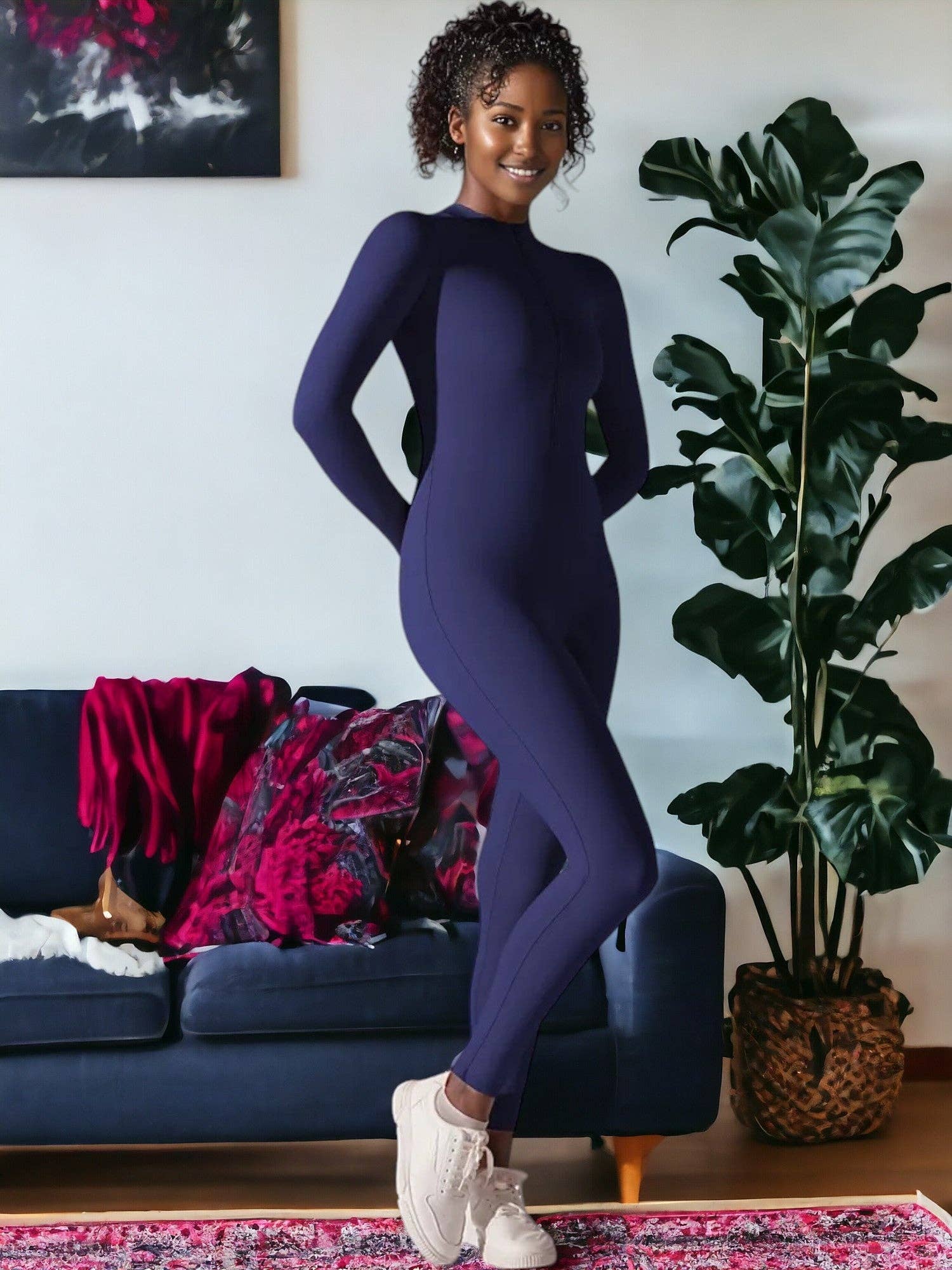 Active by Anna-Kaci - Wholesale Unitard - Women's - Long Sleeved Half-Zip One Piece Yoga Jumpsuit13