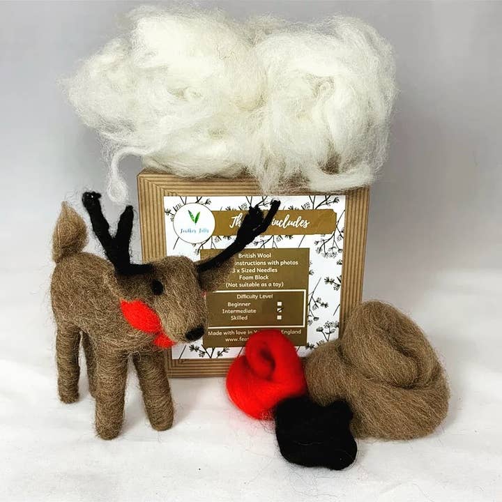 Feather Felts - Wholesale Craft sewing kit - Reindeer - Needle Felting Kit6
