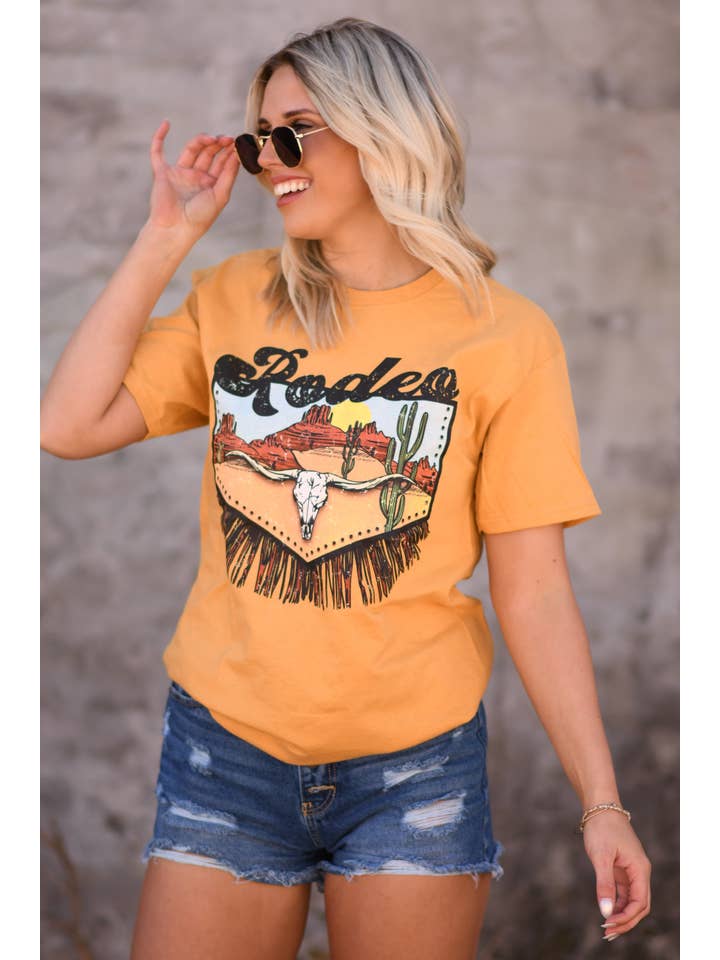 MUSTARD Rodeo Fringe tee for wholesale on Faire