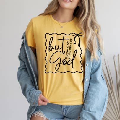 “But God” Scripture Tee – Minimal Faith Statement Shirt for wholesale by Story & Grace Co