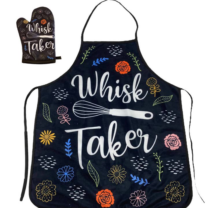 Whisk Taker Oven Mitt + Apron Food Graphic Kitchen Cookware for wholesale by Crazy Dog T-Shirts
