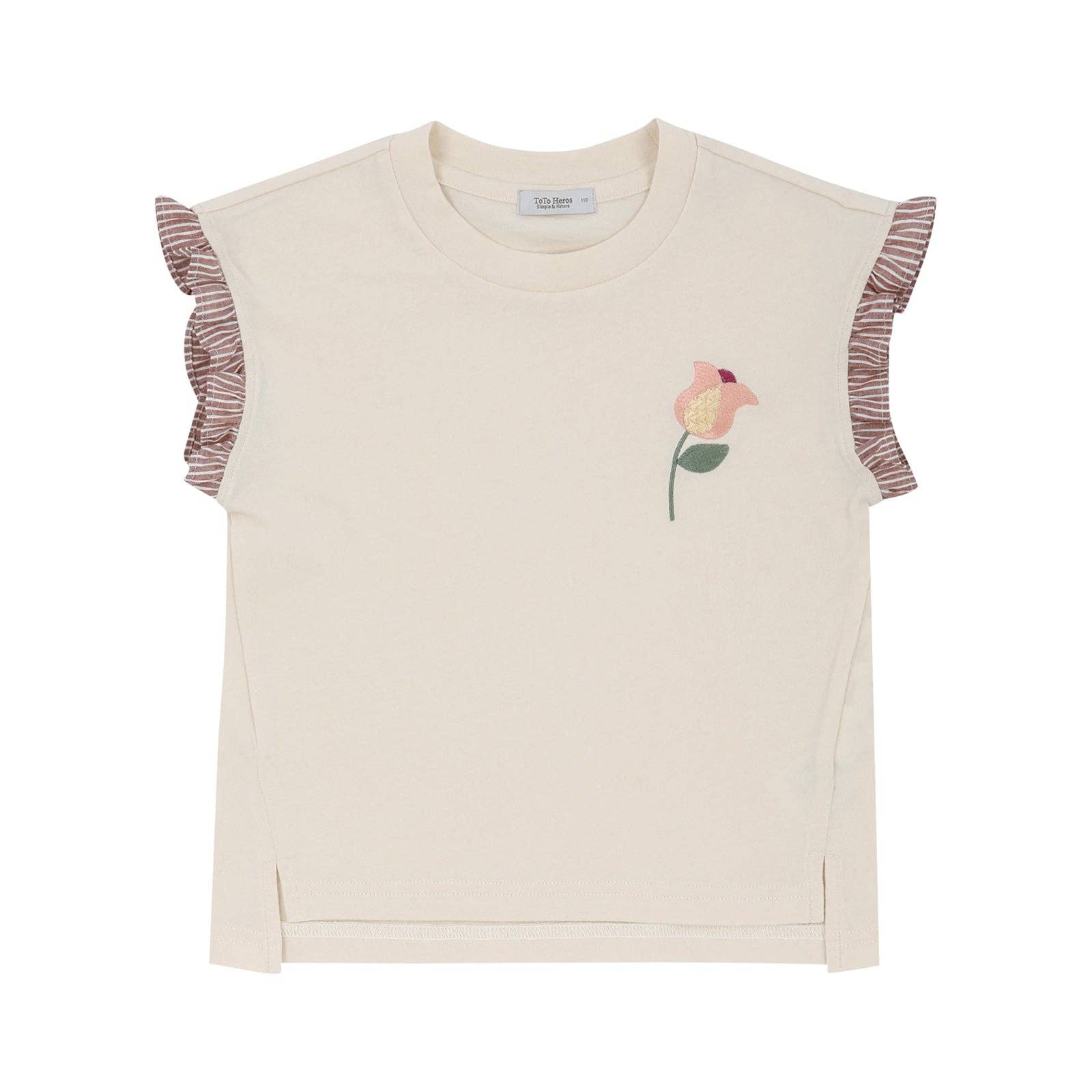 ToTo Heros - Wholesale T-Shirt - Kids - Ruffle Sleeve Flower Embroidery T-Shirt1