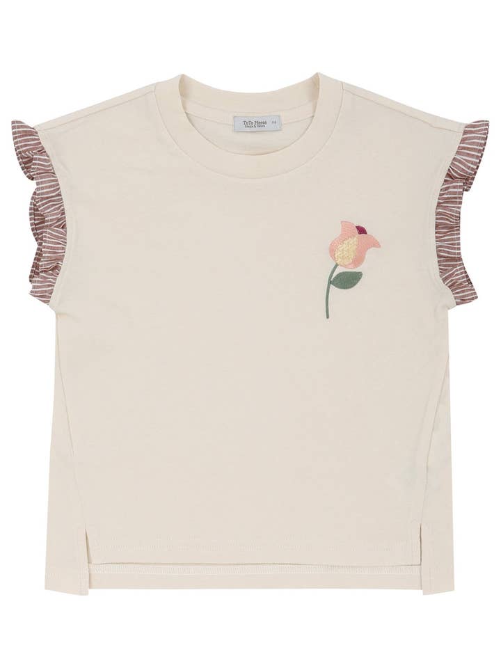 ToTo Heros - Wholesale T-Shirt - Kids - Ruffle Sleeve Flower Embroidery T-Shirt1