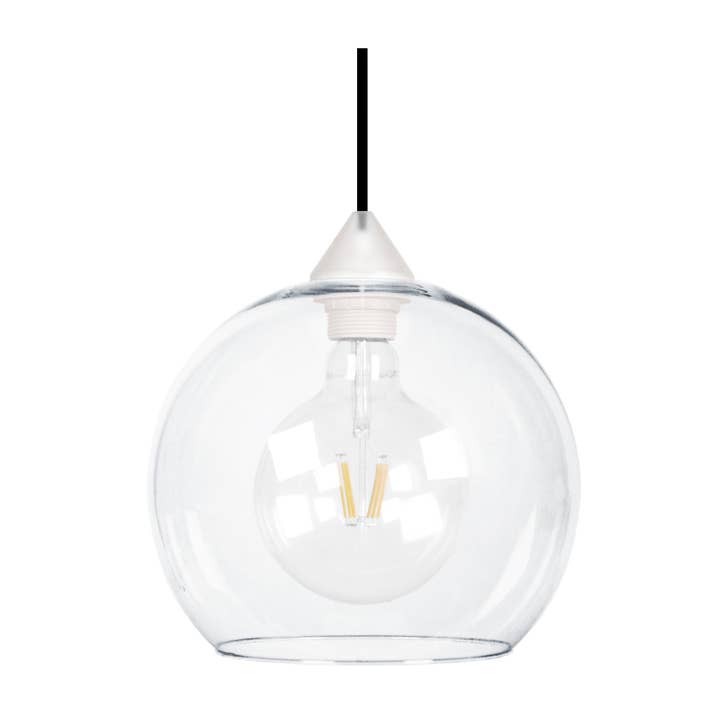 Tosel Shop - Wholesale Chandelier/Hanging Light - GLOBO - White and Clear Glass Globe Hanging