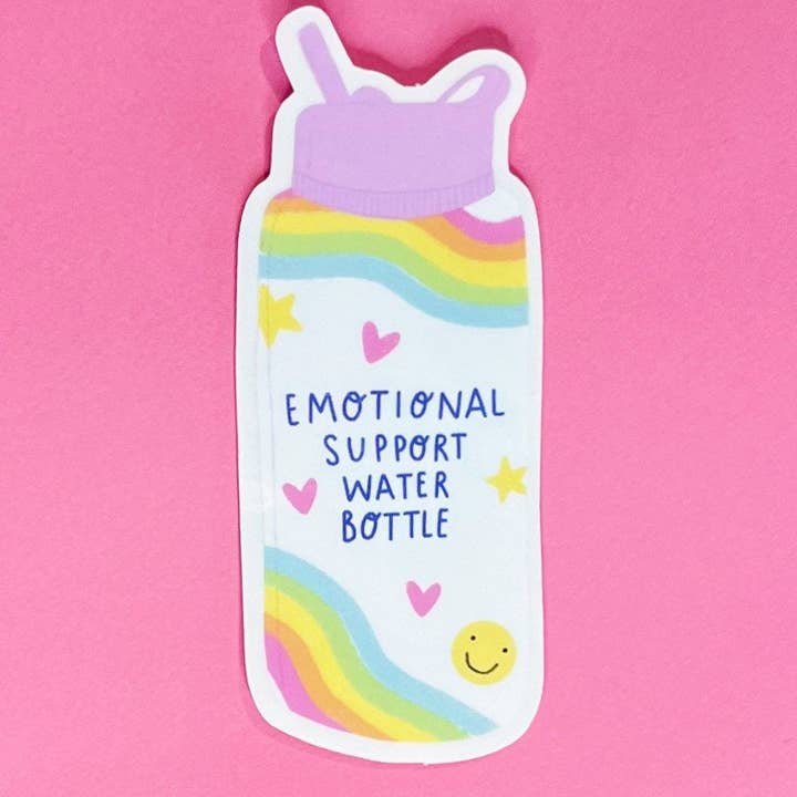 Autocollant en vinyle transparent pour bouteille d'eau Emotional Support pour la vente par Lydia Southgate