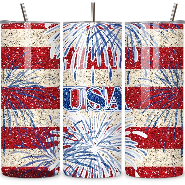 USA 4th of July 20 oz. Stainless Steel Tumbler for wholesale by Sister Ray