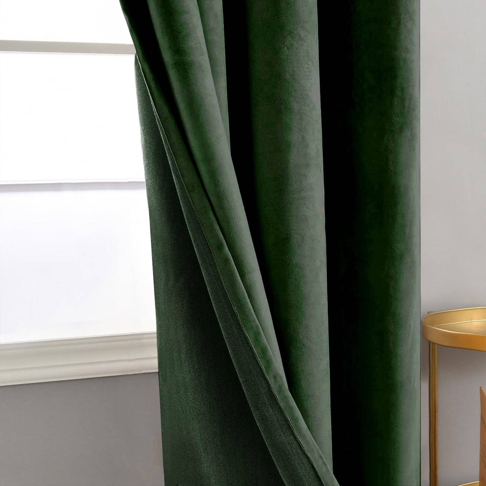 Happy Homewares – wholesale Curtain – Forest Green Velvet Blackout Eyelet Curtains - 46x54 Inch Drop - Pair1