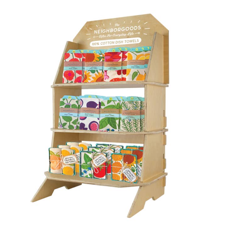 Espositore da banco per strofinacci per la vendita all'ingrosso da parte di The Neighborgoods