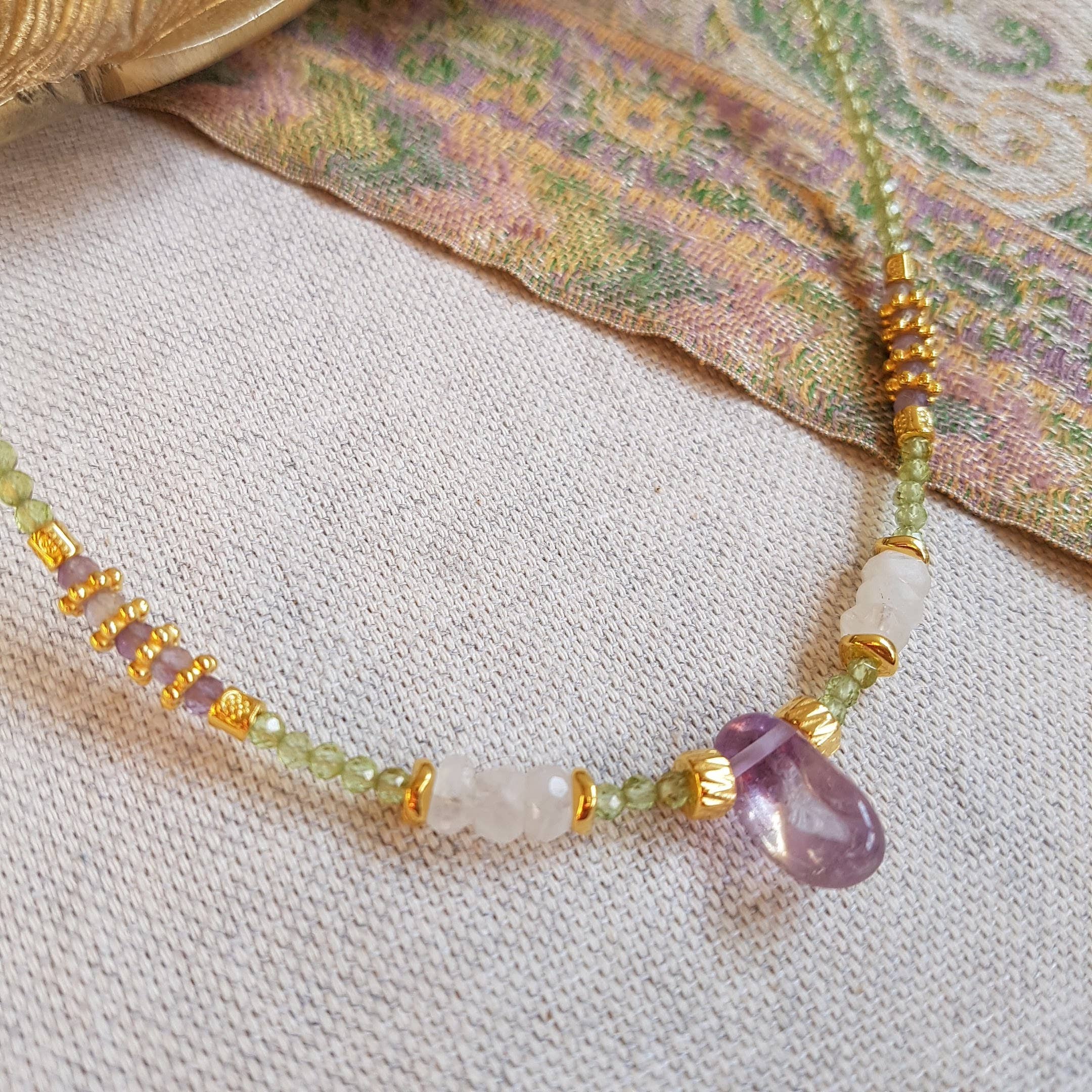 GINANDGER – Colar com missangas/pérolas por atacado – COLAR PERIDOT - VENUKA1