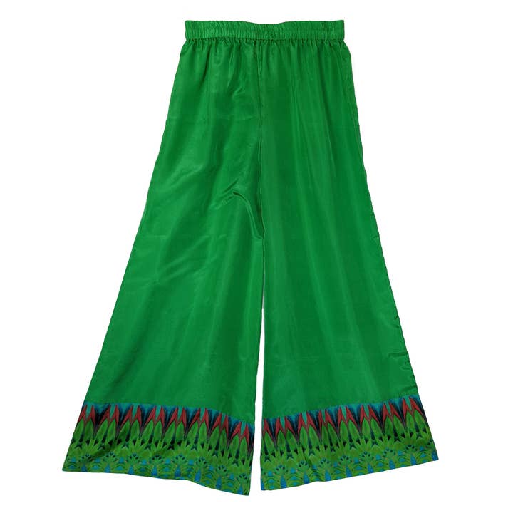 Pantalon large vert Spiral pour la vente par Art Katsura