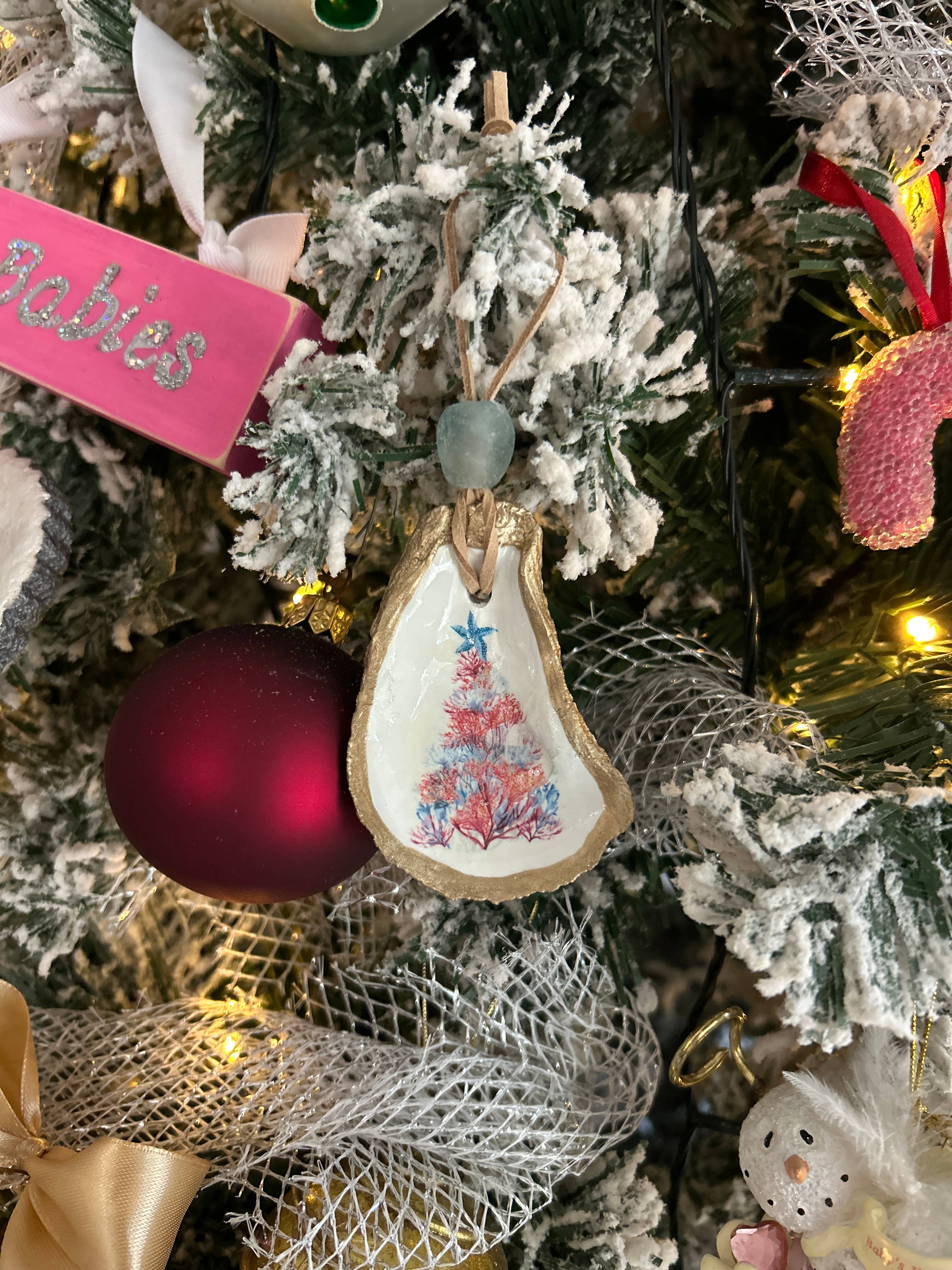 Coast and Cork - Wholesale Ornament - Coastal Christmas Tree Ornament - Oyster Shell5