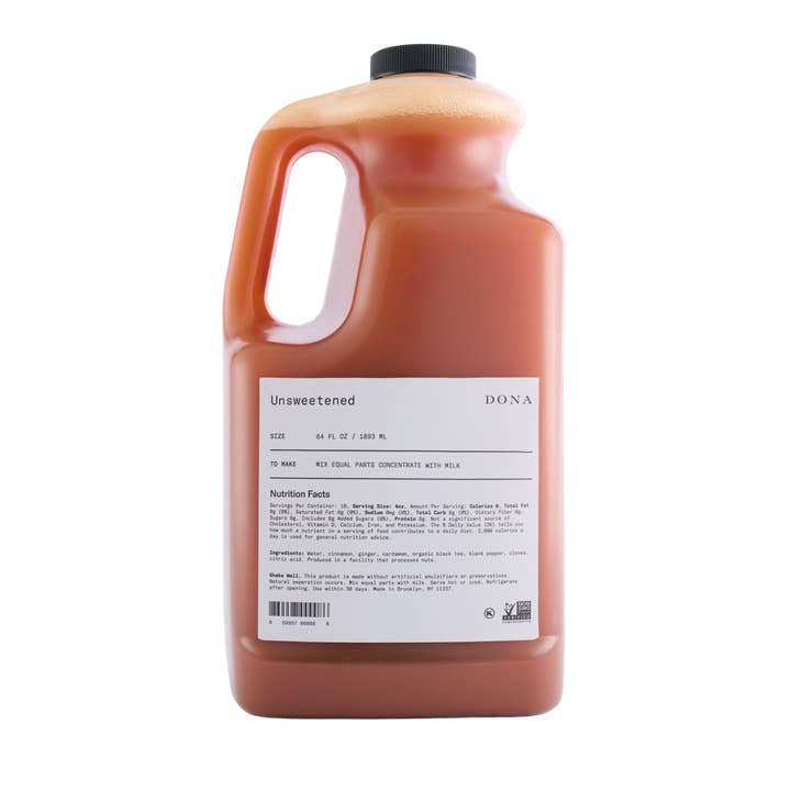 DONA - Venta al por mayor Té helado - Concentrado de chai sin azúcar para barista (paquete de 4)