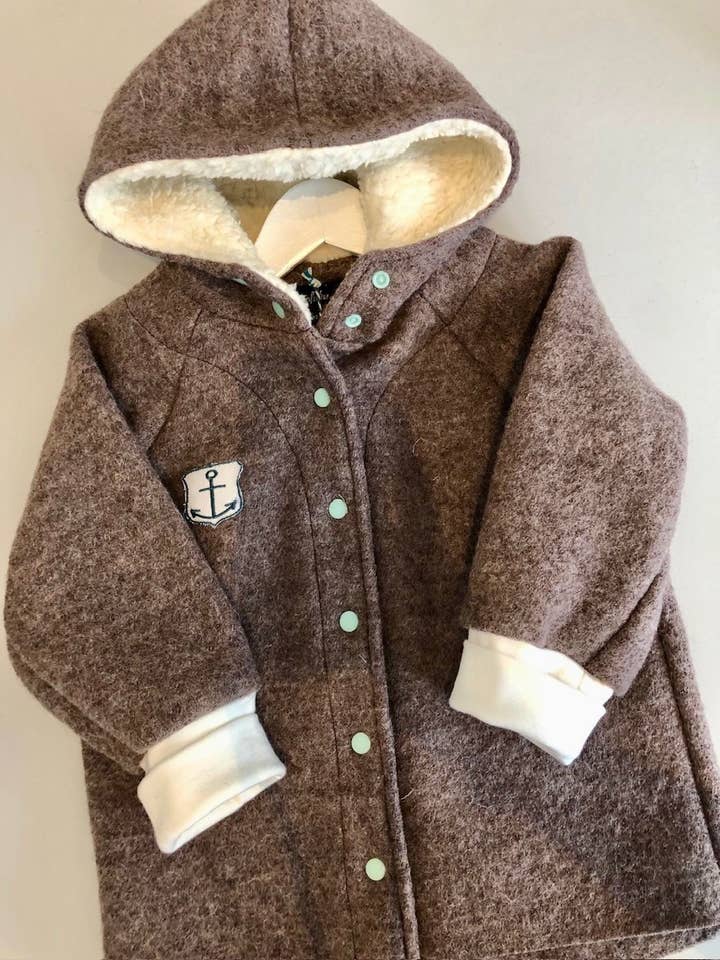 pigeon Children's Walking Jacket Dove – with Hood & Anchor Embroidery for wholesale on Faire2