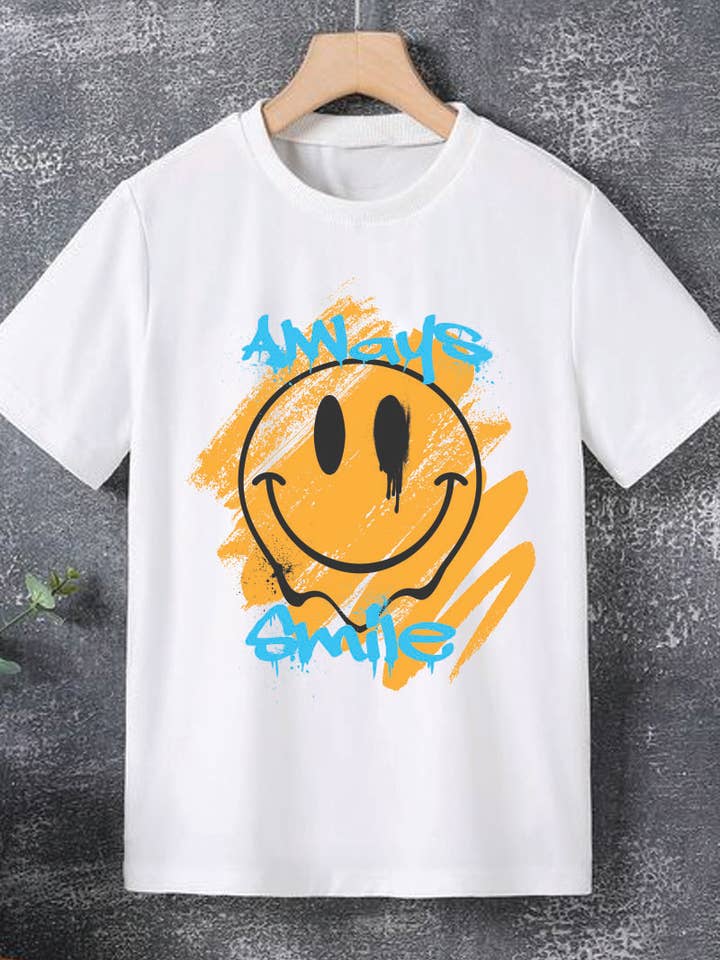 L1018 - SMILE grafisk t-shirt för wholesale av KNOCK ON THE STYLE