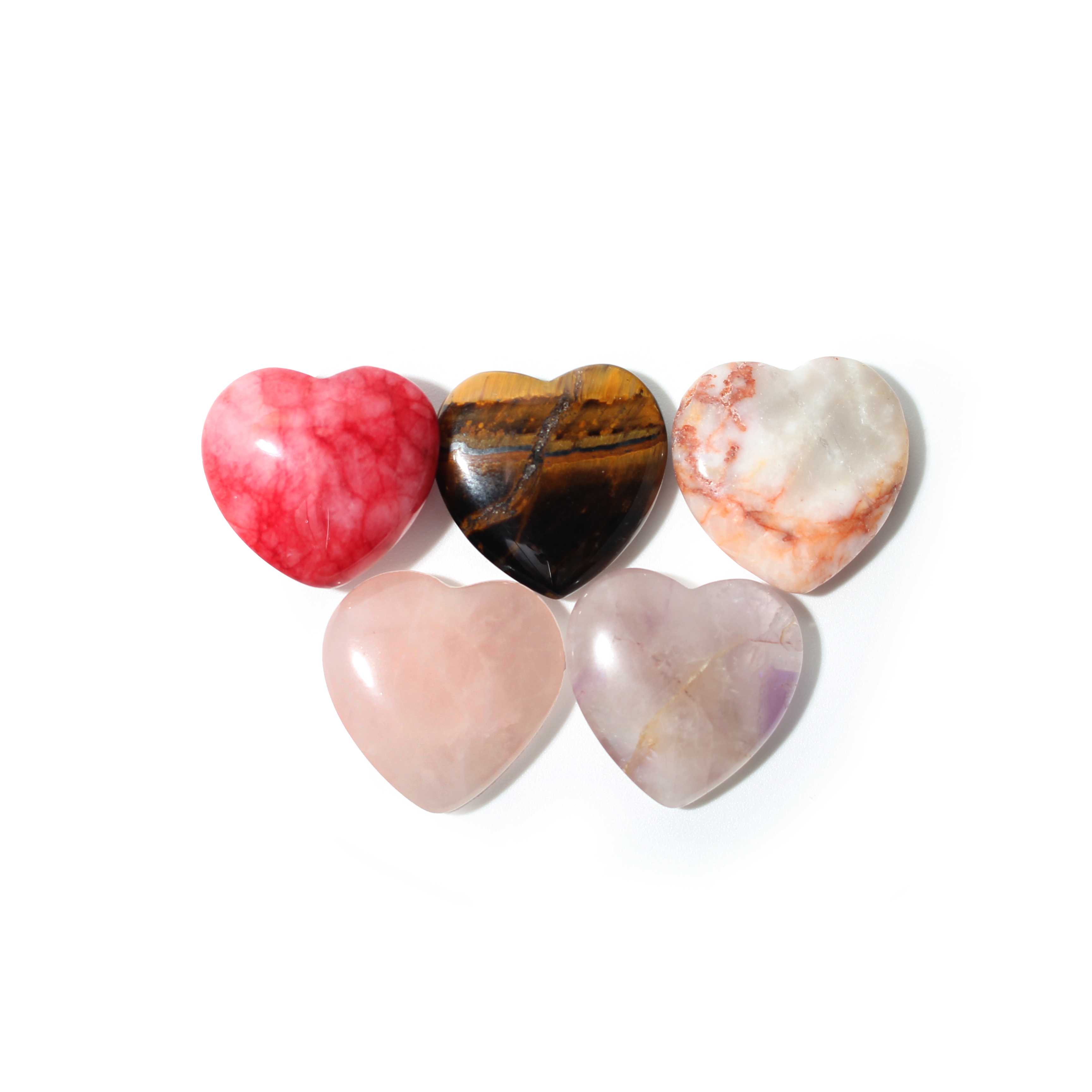 Stonebridge Imports - Wholesale Spiritual Stone/Crystal - Tiny Heart 5 Pack - Assorted (Enhanced)1