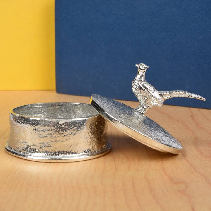 Glover & Smith - Wholesale Jewelry Box/Organizer - Pheasant Trinket Box, English Pewter Gifts