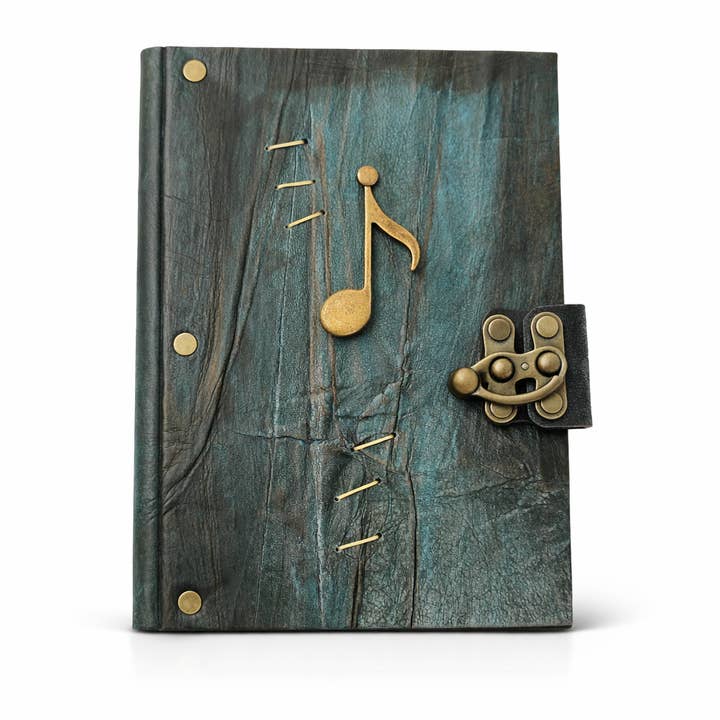 Carnet de notes de musique en cuir, format A5, journal intime, pages non lignées pour la vente par ML Marcaleather