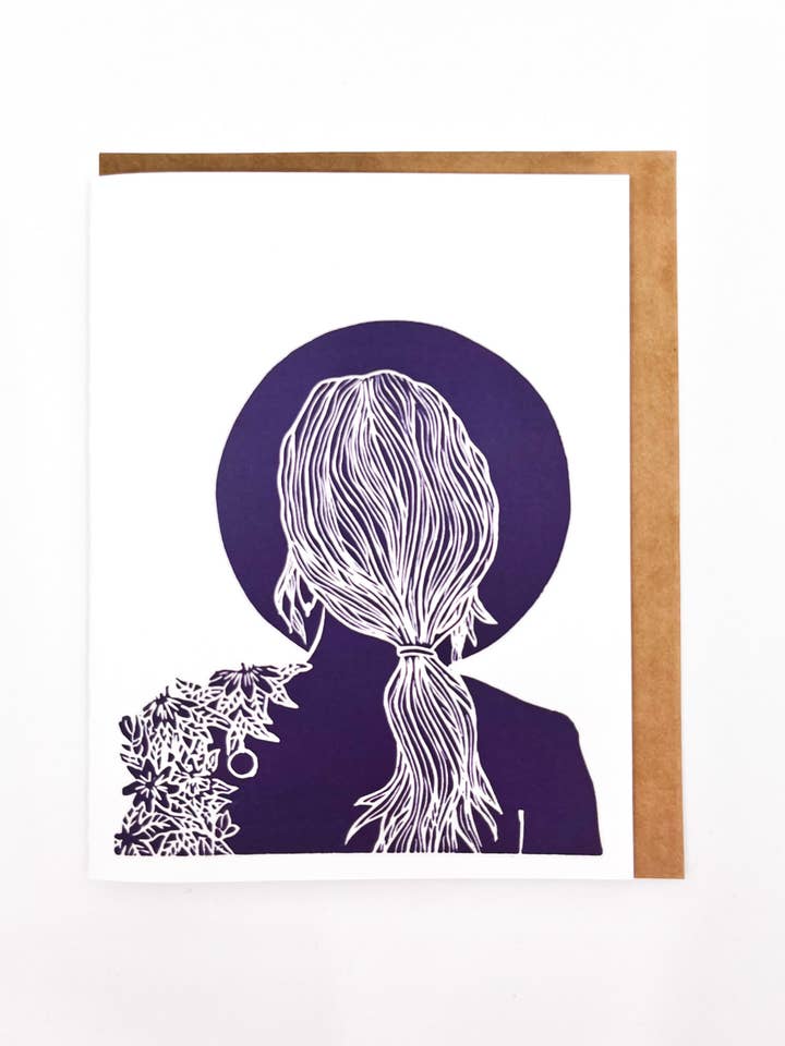 Block Printed Greeting Card, Passion Moon for wholesale by HYGGE PRINTS