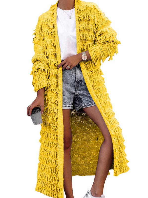 MB Fashion Wholesale - Wholesale Cardigan - Women's - MB FASHION Long Fringe Textured Open-Front Cardigan 1282LY22