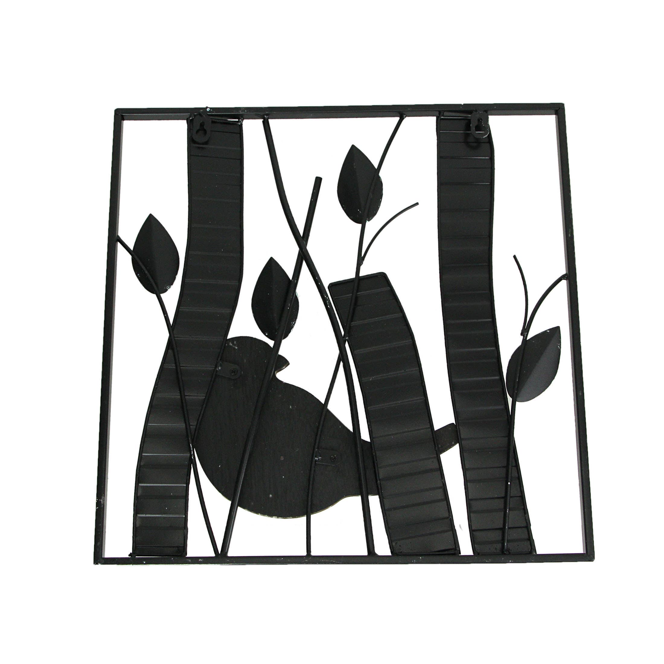 Zeckos – Großhandel 3D-Wandkunst – Set mit 2 Wandbehängen aus Holz und Metall mit Blättern aus Holz und Metall2