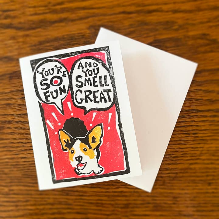 Excited Corgi (You're So Fun) for wholesale by Cakeasaurus Prints
