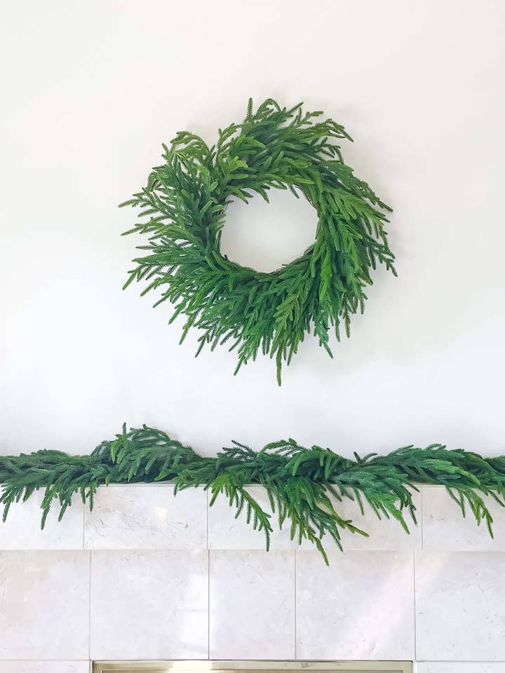 Norfolk Pine Real Touch Faux Christmas Garland 60" for wholesale by Hycroft Home Decor