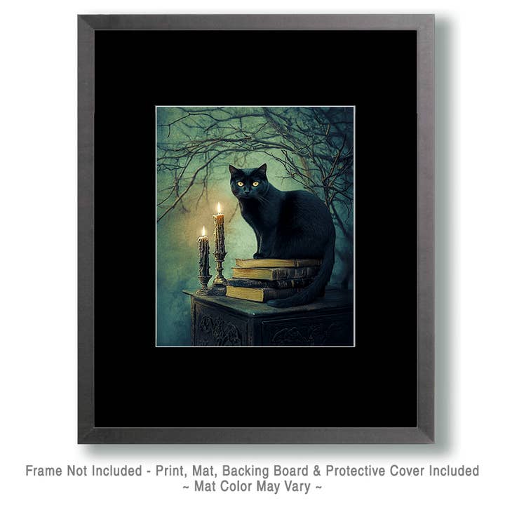 Mowbi - Wholesale Art Print - Goth Black Cat Still-Life Art Prints - Gothic 8"x10" Artwork for 12"x14" Frame