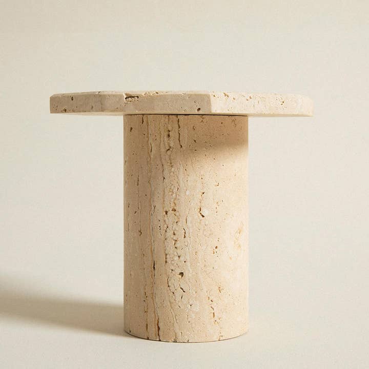 HAAND Craft - Vendita all'ingrosso Tavolini - SUPPORTO IN TRAVERTINO, Supporto in marmo naturale, ESPOSITORE OTTAGONALE