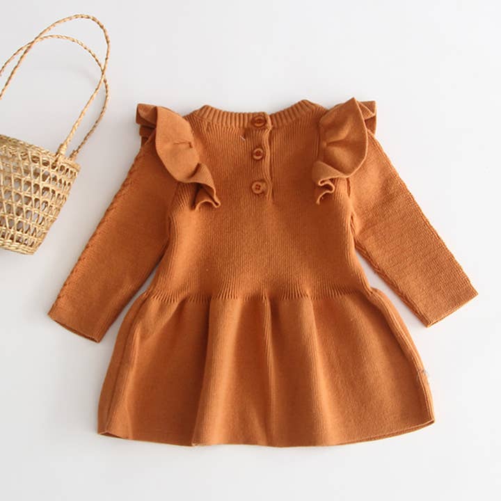 Fennco Styles - Wholesale Dress – Baby - Ruffle Knit Cotton Baby Girl Dress2