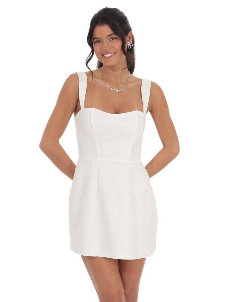 Jacquard-Korsett-A-Linien-Kleid in Weiß für den Großhandel von Lucy In The Sky