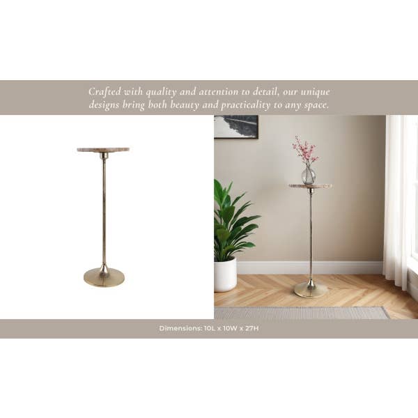 Sagebrook Home - Wholesale Side Table - Side Table - Tan/Gold Metal Base Marble Top, 27 in.11