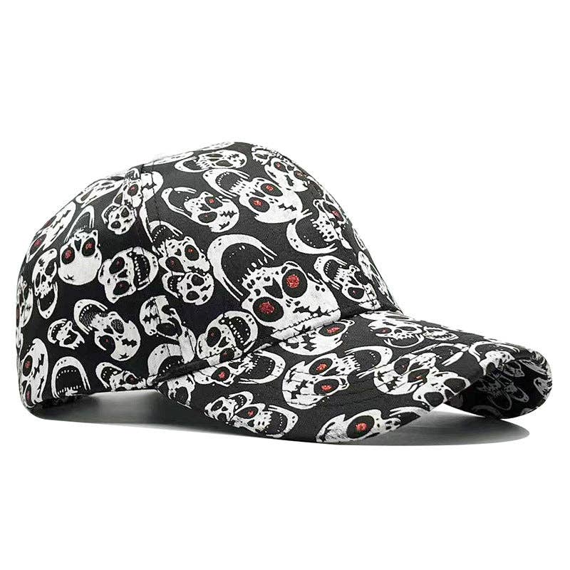 Black Red-Eye Skulls Printed Baseball Cap for wholesale on Faire1