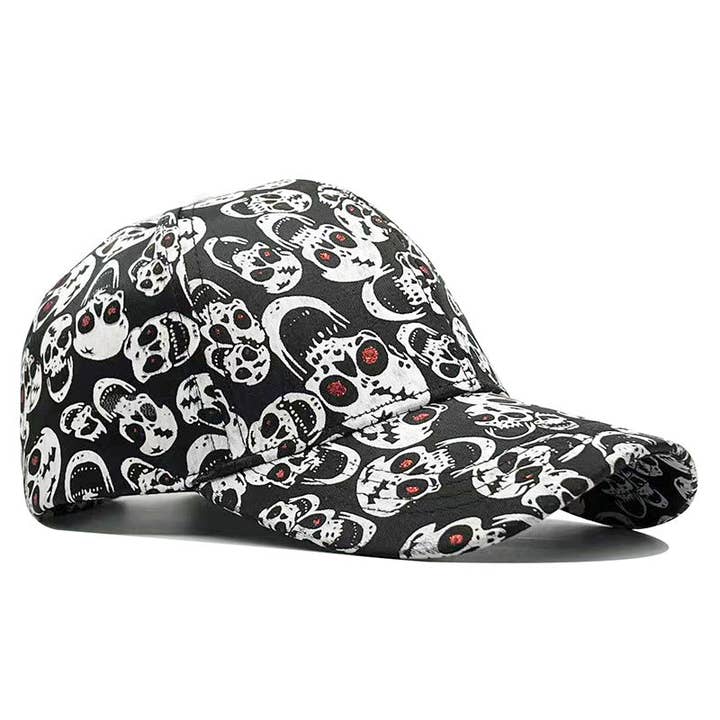 Black Red-Eye Skulls Printed Baseball Cap for wholesale on Faire1