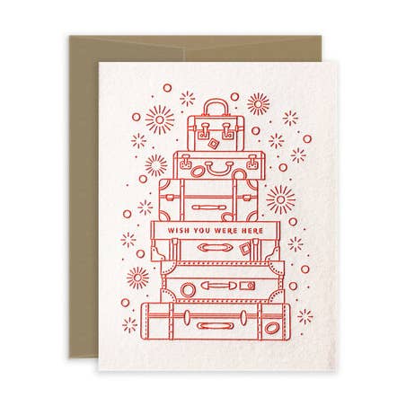 Desejo que Estasse Aqui Malas Tipográfica Cartão de Saudação por atacado de Lickety Split Press