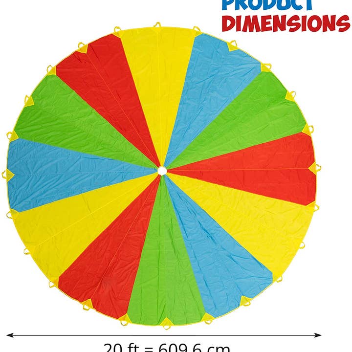 The Twiddlers - Wholesale Classic Toy - Kids - 20ft Parachute Play & Trampoline Tent Kids Game with 24 Hand2