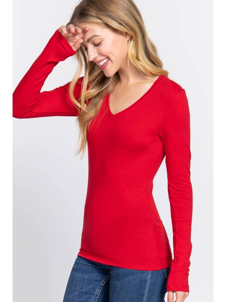 Vanilla Monkey - Wholesale Knit Top - Women's - Basic Solid Long Sleeve V Neck Top18