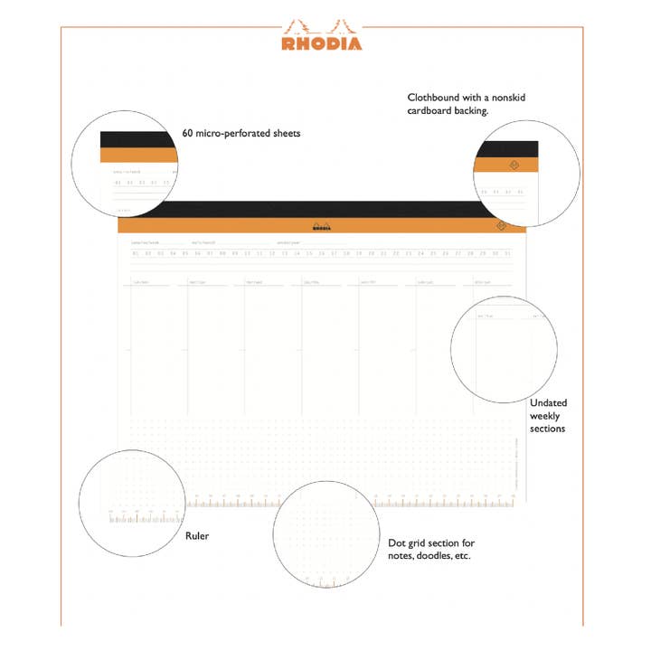 Exaclair - Wholesale Desk Pad - Rhodia Undated Weekly Desk Pad - Two Sizes