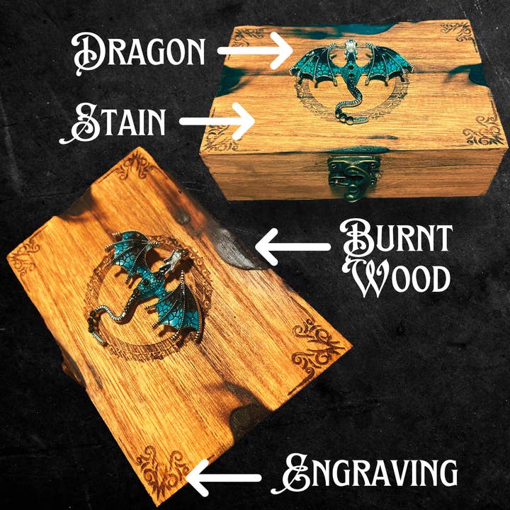 Timeless Motifs – wholesale Jewellery box/organiser – Dragon Keepsake Wood Box, Gothic dragons gift2