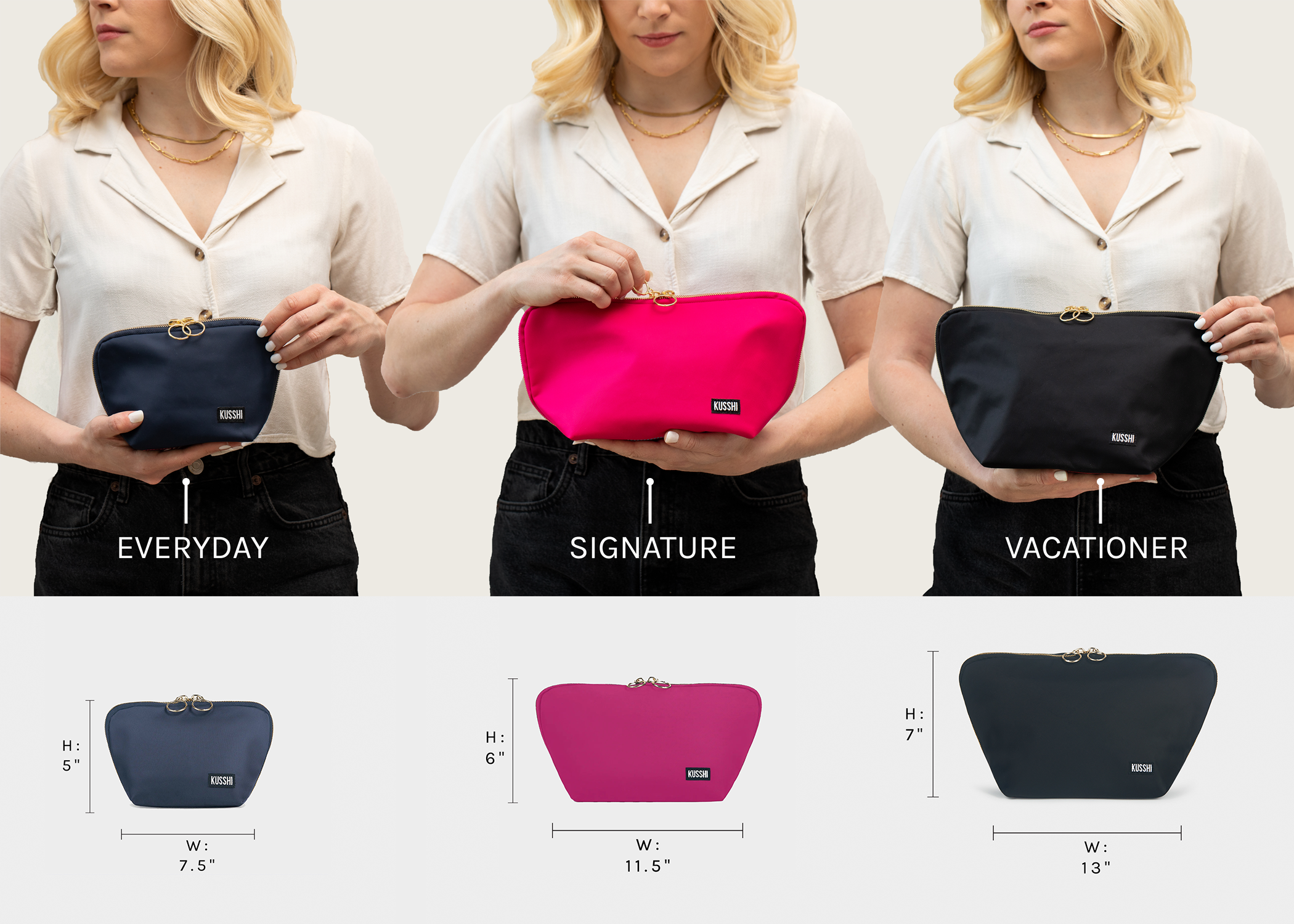 KUSSHI - Wholesale Makeup/Cosmetic Bag - Signature Makeup Bag-Machine Washable Medium Cosmetic Bag20