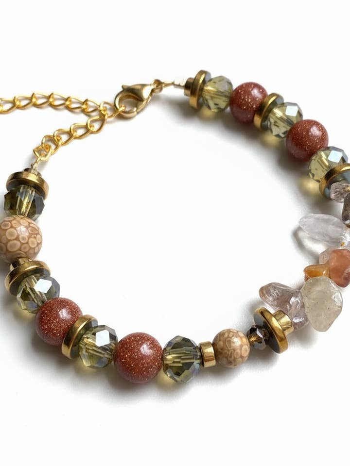 CSTB02 - Gemstone, Sandstone & Maifanite stone bracelet - Natural Tones for wholesale by Gist Jewellery