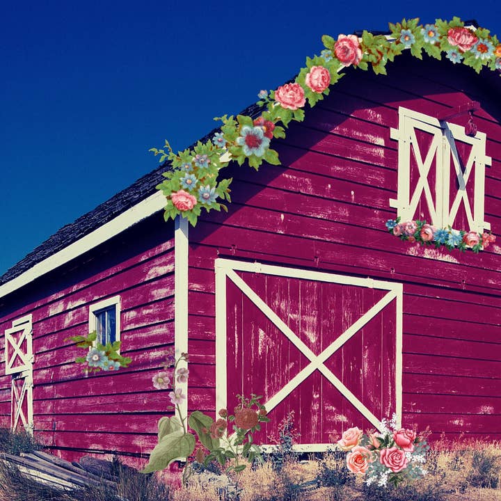 Postkarte mit Scheunenszene für den Großhandel von Piles of Postcards