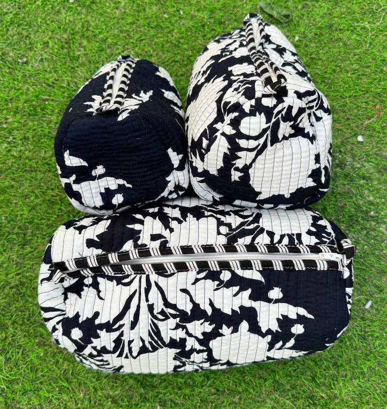 bhavnas boutique - Wholesale Makeup/Cosmetic Bag - Black Cotton Quilted Bag Women Bag Beautiful Bag Travel Bags3