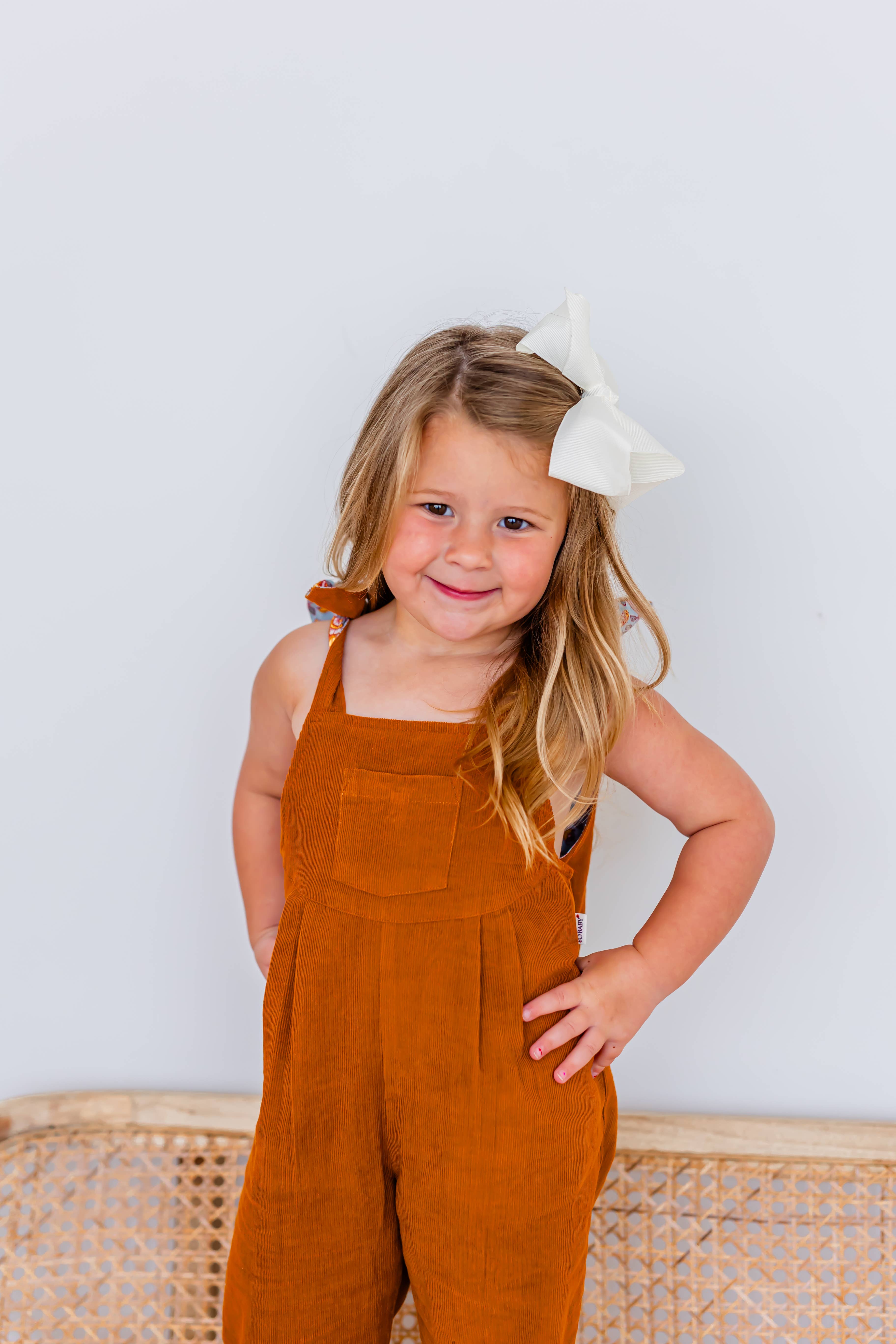 Yo Baby - Wholesale Jumpsuit - Kids - Reversible Solid Rust Corduroy & Rust Floral Printed Jumpsuit : Infant : Baby : Toddler : Tween : Kids4