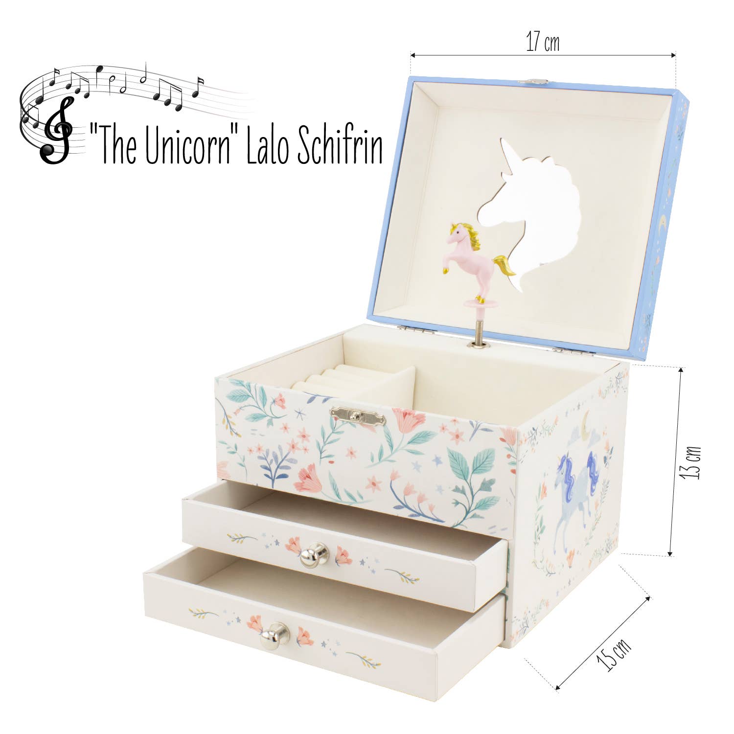 Ulysse Couleurs d'Enfance – wholesale Jewelry box/organiser – Kids – UNICORN MUSICAL CHEST WITH 2 DRAWERS1